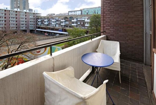 Two bedroom split-level apartment in Hatfield House in the 1950s grade II-listed Golden Lane Estate, London EC1