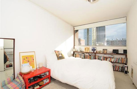 Two bedroom split-level apartment in Hatfield House in the 1950s grade II-listed Golden Lane Estate, London EC1
