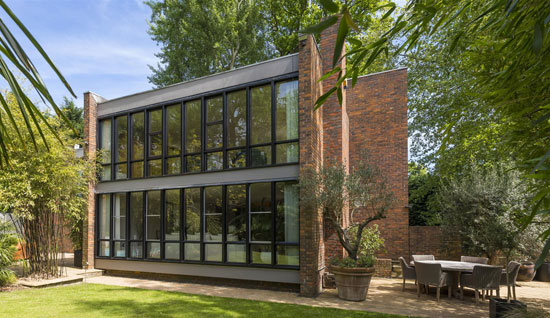 1970s Royston Summers lakeside modernist house in Esher, Surrey