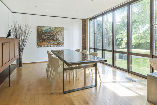 1970s Royston Summers lakeside modernist house in Esher, Surrey