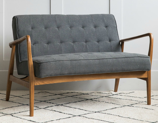 Mid-century linen sofa and armchair at Rose & Grey