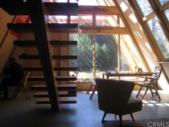 1960s A-frame house and additional buildings in  Bass Lake, California, USA