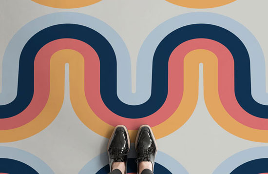 Bold 1970s vinyl flooring by Atrafloor