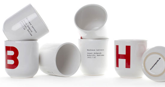 Design spotting: Bauhaus Letters cups at Museum Goods