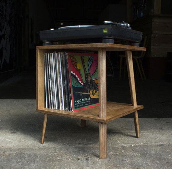 Vintage-style record player tables by BnE Studio