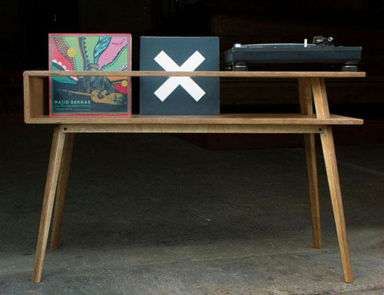 Vintage-style record player tables by BnE Studio