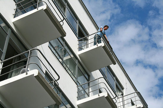 Studio flats in 1920s Prellerhaus Bauhaus Studio Building in Dessau, Germany