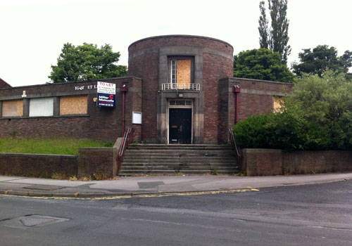 Derelict: 1930s public library in Breightmet, Bolton, Lancashire