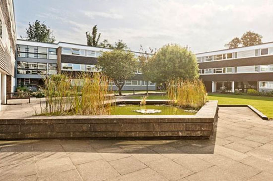 On the market: Three-bedroom apartment in the 1950s grade II-listed Highsett development in Cambridge, Cambridgeshire