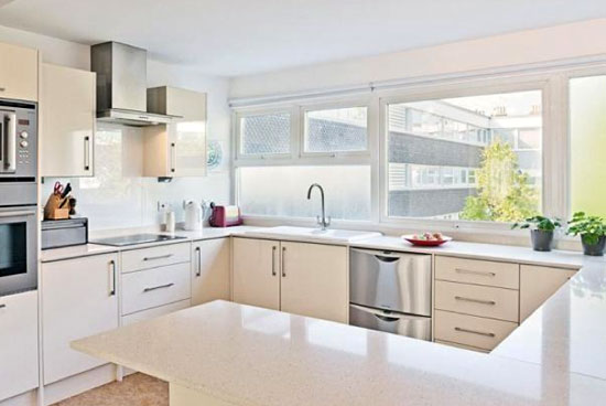 Three-bedroom apartment in the 1950s grade II-listed Highsett development in Cambridge, Cambridgeshire