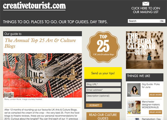 WowHaus features in the Annual Top 25 Arts and Culture blogs at Creative Tourist