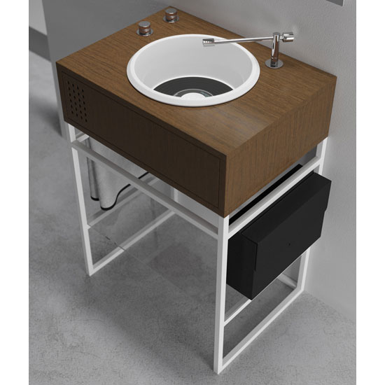 Vinyl bathroom units inspired by DJ decks