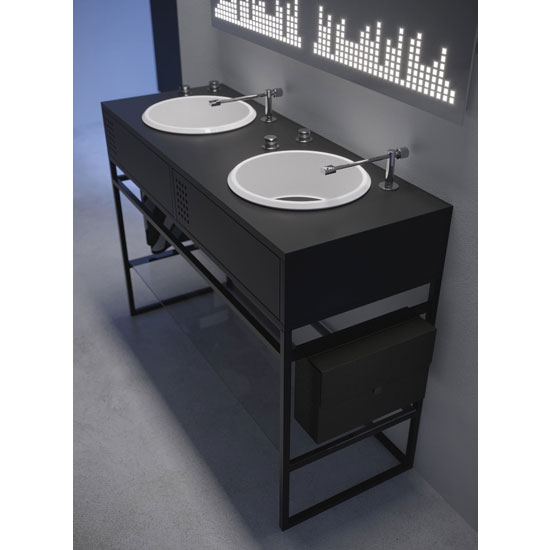 Vinyl bathroom units inspired by DJ decks