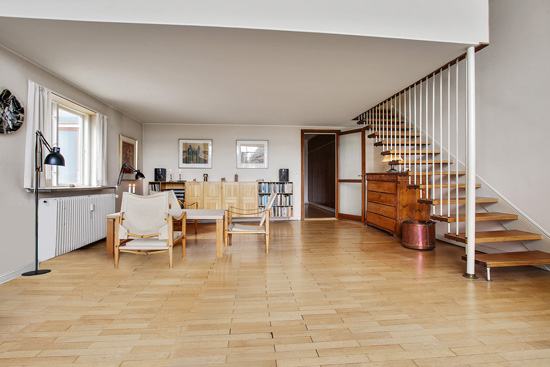 Arne Jacobsen modernism: 1950s townhouse in the Bellevue complex, Klampenborg, near Copenhagen, Denmark