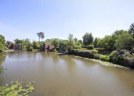 1970s Royston Summers-designed modernist lakeside property in Esher, Surrey