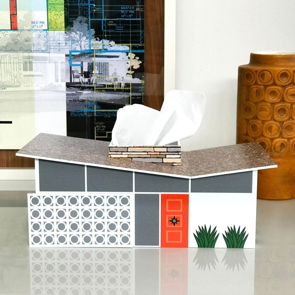 1. Midcentury modern house tissue box covers by Destination PSP (image credit: Destination PSP)
