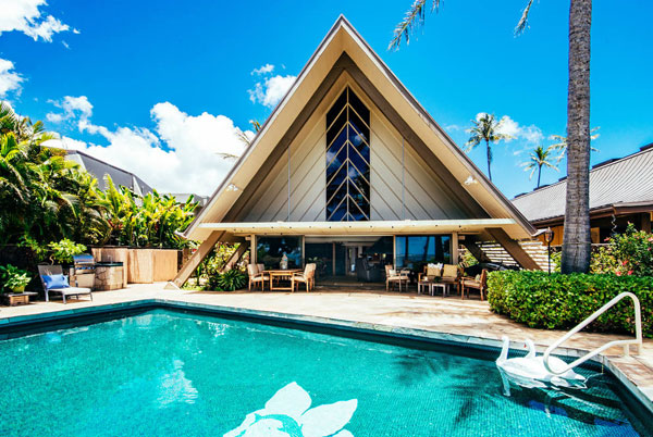 1950s A-frame beach house in Honolulu, Hawaii, USA