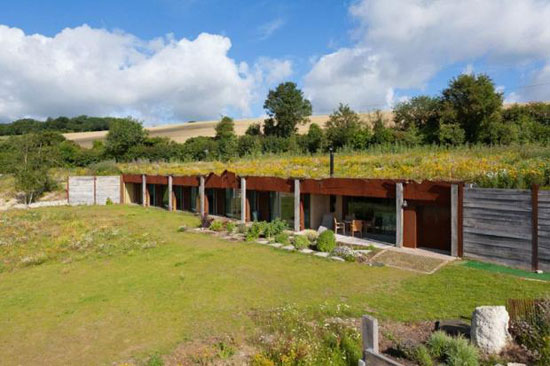 On the market: Pauline Karminski-designed earth-sheltered house in Elham Valley, Kent