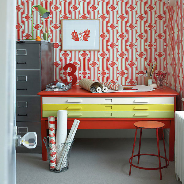 1970s walls: Lavaliers wallpaper by Little Greene Paint Company