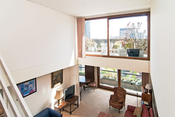 Barbican living: Split level apartment in Mountjoy House on the Barbican Estate, London EC2