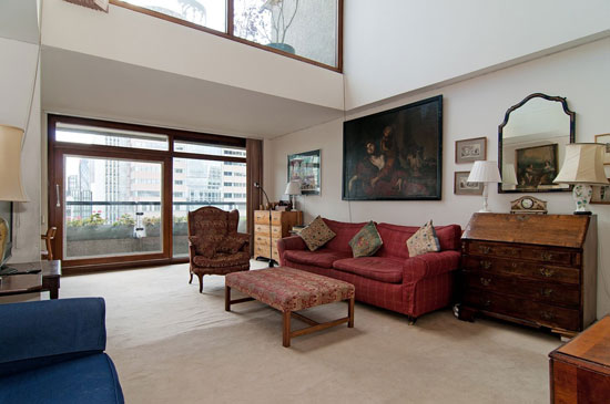 Barbican living: Split level apartment in Mountjoy House on the Barbican Estate, London EC2