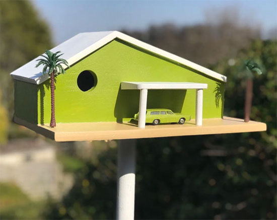 Handmade midcentury modern birdhouses by Fledgling Designs