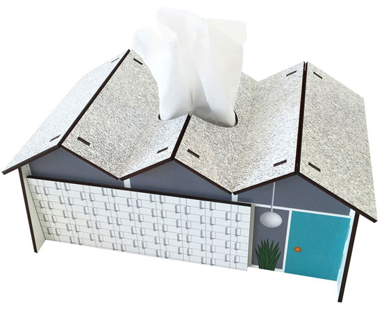 Midcentury modern house tissue boxes