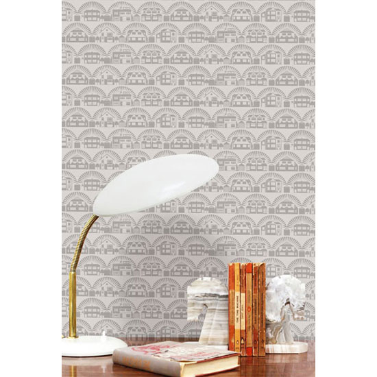 Houses on walls: Metroland wallpaper by Mini Moderns