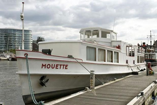 On the market: 1930s art deco-style Mouette boat on Cadogan Pier, Chelsea, London SW3