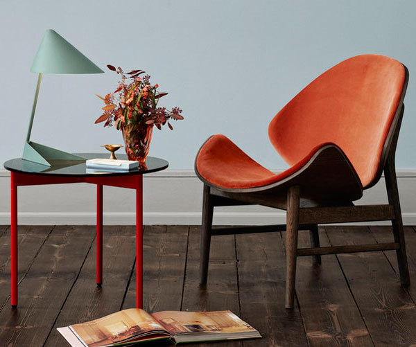 1950s Orange lounge chair by Hans Olsen reissued