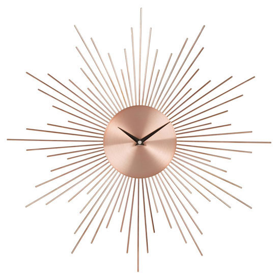 Midcentury interior: Nivala copper metal sunburst clock at Maisons Du Monde