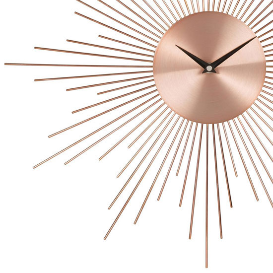 Midcentury interior: Nivala copper metal sunburst clock at Maisons Du Monde