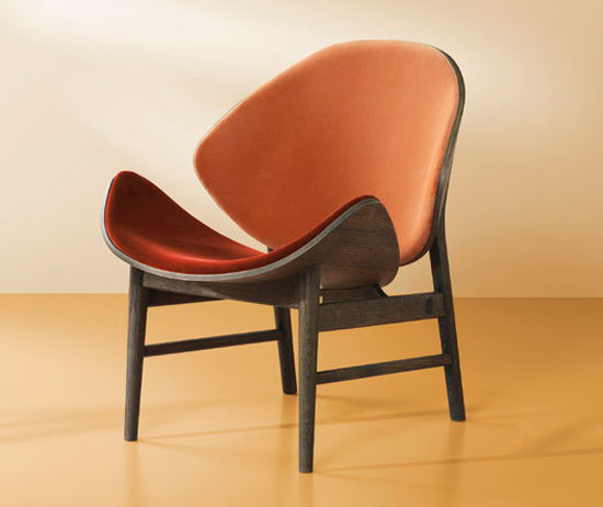 1950s Orange lounge chair by Hans Olsen reissued