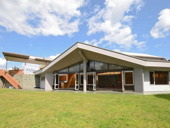 Midcentury-style four bedroom house in Haruru, Northland, New Zealand - with nuclear bunker
