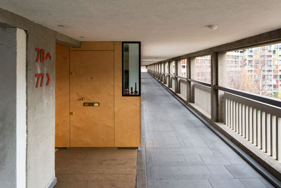 Apartment in the brutalist Park Hill development, Sheffield, South Yorkshire