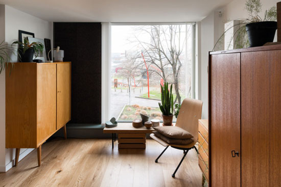 Apartment in the brutalist Park Hill development, Sheffield, South Yorkshire