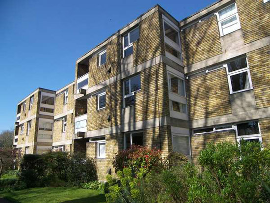 Three-bedroom apartment in the grade II-listed 1950s Langham House Close, Richmond upon Thames, Surrey