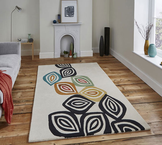 Midcentury interior: Inaluxe abstract rugs