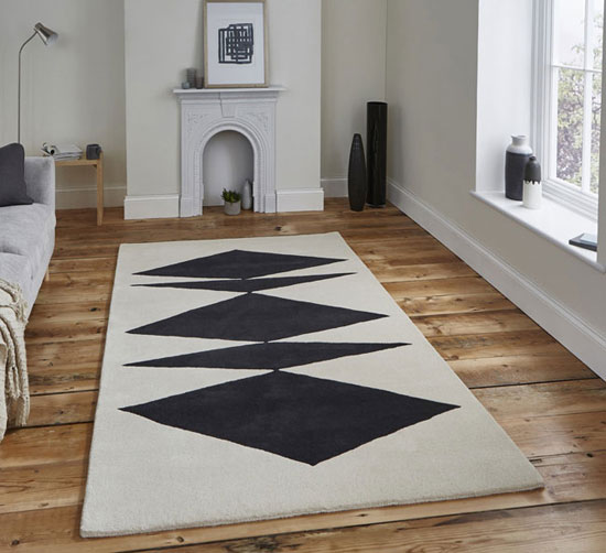 Midcentury interior: Inaluxe abstract rugs