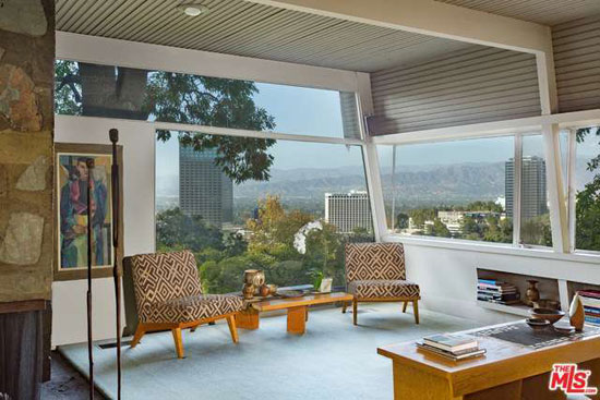 Historic midcentury: 1940s Rudolph Schindler-designed Kallis-Sharlin Residence in Hollywood Hills West, Los Angeles, California, USA