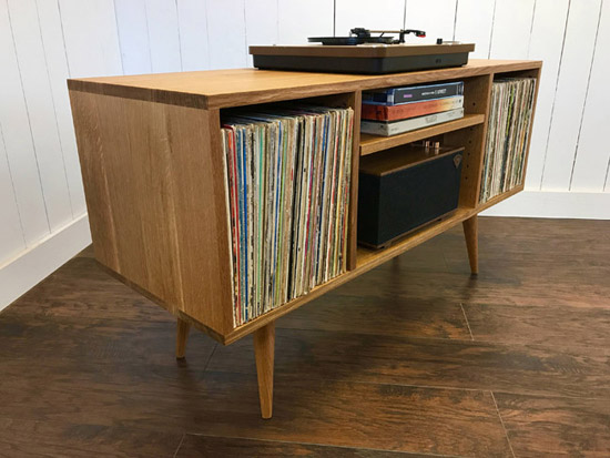 Midcentury modern vinyl storage units by Scott Cassin