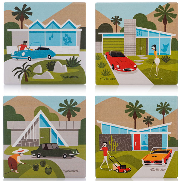 22. Palm Springs Earthenware Coaster Set by Shag