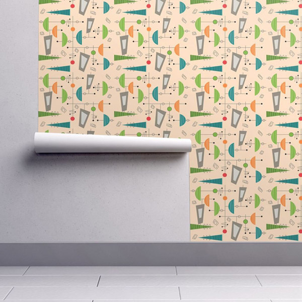 Vintage walls: Midcentury modern wallpaper by Spoonflower