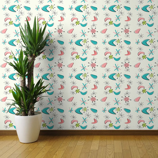 Vintage walls: Midcentury modern wallpaper by Spoonflower