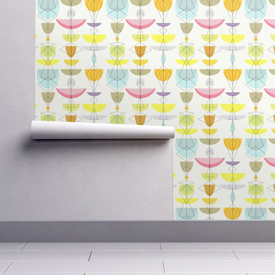 Mid Century Modern Retro Peel-and-Stick Removable Wallpaper 1950's Vintage, 