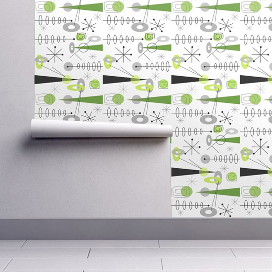 Vintage walls: Midcentury modern wallpaper by Spoonflower