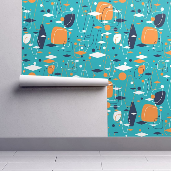 Vintage walls: Midcentury modern wallpaper by Spoonflower