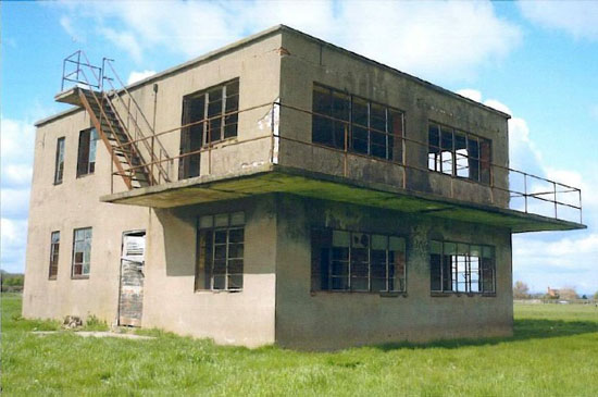 In need of renovation: Former airfield control tower on Berriewood Farm, Condover, Shrewsbury, Shropshire