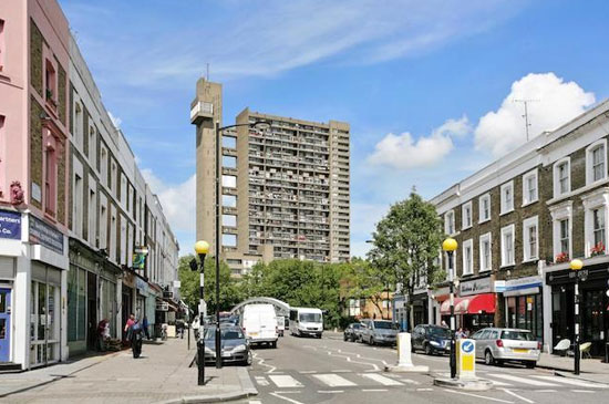 Split-level apartment in the grade II-listed Erno Goldfinger-designed Trellick Tower, London W10