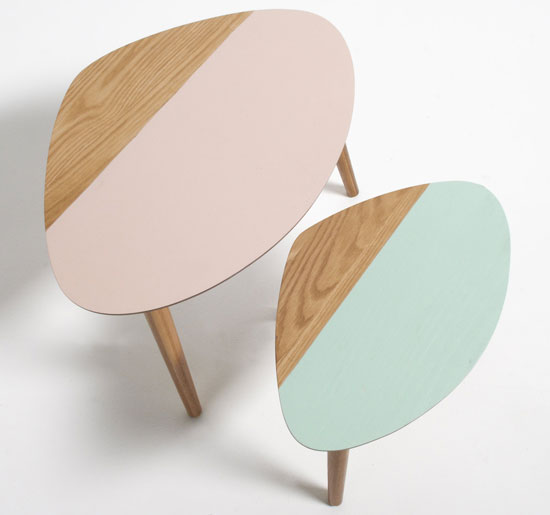 Midcentury interior: Clairoy two-tone tables at La Redoute